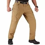 WHITEDUCK Taktische Herren-Hose, Ripstop-Stretch, wasserabweisend, mit 13 Taschen, Cargo-Arbeitshose, Militär, Wandern, Outdoor, Khaki, 28W / 36L