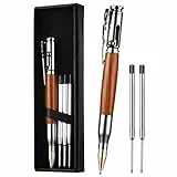 AUAUY Bolt Action Pen, Druckkugelschreiber mit 5 Auswechselbare Mine und Geschenk Box, 1mm Unterschrift Kugelschreiber, Tactical Pen für Business Büroschreibstift (Holzmaserung)