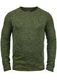 Blend BHDan Herren Strickpullover Feinstrick Pullover mit Rundhalsausschnitt Baumwollmischung Label-Patch Regular fit, Größe:XL, Farbe:Burnt Olive (77011)
