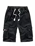 APTRO Herren Kurze Hosen Cargo Shorts Outdoor Sommer Shorts Freizeit Baumwolle Arbeitsshorts Schwarz 4XL
