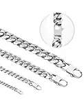 Inscca Kette Kinder Jungen 46 cm Edelstahl Halskette Herren Kinder 6mm Kette Jungs Silberkette Daman Panzerkette Silber Kurz Kubanische