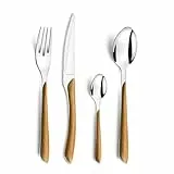 Amefa ECLAT Besteck Set NATURE Braun Holz Essbesteck 24-teilig für 6 Personen Edelstahl rostfrei Kunststoff-Griffschalen in Holzoptik spülmaschinenfest Besteck Set 6 Personen