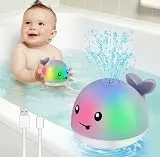 Gigilli Baby Badewannenspielzeug, Leuchtender Spritzender Wal-Spielzeug 6-12 12-18 Monate Badespielzeug Wasserspielzeug Spielzeug ab 1-3 2-4 Jahr Jungen Mädchen Kinder Geschenk, Grau