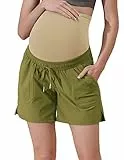 Maacie Schwangerschaft Damen Sportshorts Sommer Kurze Sporthose Stoffhose Stretch Swesthose Leichte Fitness Shorts