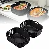 Joaecosmhui 2 Stück Heißluftfritteuse Zubehör für Ninja, Silikonform Airfryer Zubehör für Foodi Max Dual Zone XL SL400EU / AF400EU / AF300EU (7.6L/9.5L), Airfryer Zubehör für Ninja Double Stack