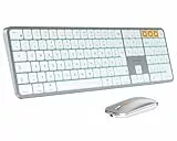 ProtoArc KM100-A Beleuchtet Tastatur Maus Set Kabellos für Mac, Bluetooth QWERTZ Funk Tastatur mit Maus, Wireless Flach Keyboard Multi-Gerät für MacBook Pro, MacBook Air, iPhone, iPad, Weiße