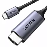 UGREEN USB C auf HDMI Kabel 4K 60Hz 2m Thunderbolt 3/USB C 3.1 HDMI Kabel UHD Geflochten-Aluminium kompatibel mit iPhone 17 MacBook Pro 2021 iPad Pro/Air, Galaxy S23 Ultra usw.(1M)