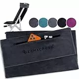 ZENACROSS - Fitness Handtuch Mikrofaser 120x50 - Schnelltrocknend, Reißverschlusstasche - Weiches Sporthandtuch fürs Fitnessstudio & Gym - Dunkelgrau
