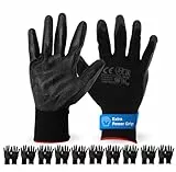 TK Gruppe Timo Klingler 10x Paar Power Grip EN388 Arbeitshandschuhe schwarz Herren Größe Gr 10/11 (L-XL) - Gartenhandschuhe - atmungsaktive Handschuhe