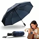STYNGARD Regenschirm sturmfest - Taschenschirm mit Auf-zu-Automatik und Beschichtung gegen Feuchtigkeitsschäden - kurzer Griff - Modell BERGEN (blau)