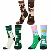Jeasona 3 Paare Lama Socken Damen 39-42 - Lustige Alpaka Geschenk für Frauen - Witzig Baumwolle Bunt