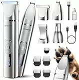 oneisall 4 in 1 Hundeschermaschine Set, Leise Pfotentrimmer für Hunde, LCD-Anzeige Schermaschine Katze Hund, Pfotentrimmer&Hunderasierer&Krallenschleifer für Körper, Pfoten, Augen, Ohren, Gesicht