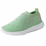 Generisch Damen Sneaker Atmungsaktiv Turnschuhe Leicht Laufschuhe Strasssteine Glitzer Sportschuhe Mesh Freizeitschuhe Bequeme Schlupfschuhe Slip On Straßenlaufschuhe Ohne Schnürsenkel Outdoorschuhe