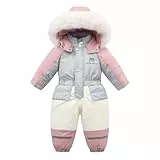 JiAmy Schneeanzug Kinder, Jungen Mädchen Skianzug Kleinkinder Baby Winter Overall mit Kapuze Fleece-gefüttert für 3-4 Jahre