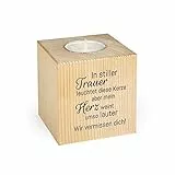 KATINGA Teelichthalter Gedenken, 8x8x8cm, Trauer (Motiv 2)