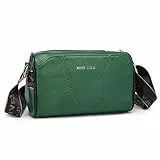 Miss Lulu Umhängetasche Damen Klein Crossbody Bag Damen Handytasche zum Umhängenmit Breitem Schultergurt Echtes Leder