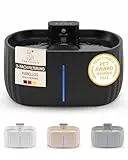 Pretty Paw Katzenbrunnen Kabellos mit Bewegungsmelder - Trinkbrunnen für Katze mit 45 Tagen Akku - Wasserbrunnen für Katzen mit Filter & 3 Liter Wassertank - Aqua Sense (Schwarz)