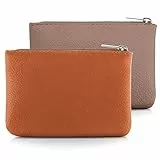 simarro 2 Stück Kleines Portemonnaie Damen, Leder Mini Geldbörse Klein Portemonnaie Coin Purse Münzgeldbörse Münzbeutel Schlüsseletui Woman Wallet Mini Geldbeutel für Damen (Hellbraun braun)