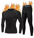 YESWEL Herren Thermounterwäsche L, Funktionsunterwäsche mit Innenfleece, Skiunterwäsche für winterliche Outdoor-Aktivitäten (Grau)