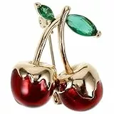Dekorative Kirschbrosche Mit GrüNen Zirkonia, Vielseitige Anstecknadel FüR Damen, Ideal FüR Partys Und AlltäGliche Outfits, Multi-Farben, 2.4x2.2x1.2cm