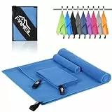 Pameil Mikrofaser Handtuch 3er Set (160x80cm Groß Badetuch +2 Stück 80x40cm Klein Handtuch), Reisehandtuch Schnelltrocknend Microfaser Handtücher für Fitness Sauna (Blau)
