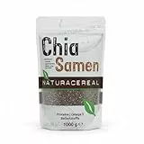 Naturacereal Chia Samen 1kg – Reich an Omega-3, Ballaststoffen & Quelle pflanzlichen Proteins, Antioxidatives Kraftpaket, Ideal für Smoothies, Puddings & mehr – Ethisch geerntet