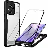 Hülle Kompatibel mit Redmi Note 13 Pro Plus 5G 360 Grad Stoßfest Schutzhülle Rundumschutz Case mit Eingebautem Displayschutz Robust Bumper Durchsichtig Handyhülle für Redmi Note 13 Pro+ 5G, Schwarz