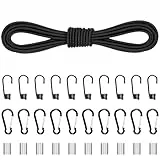 Akicderu Gummiseil, 6mm x 15m Expanderseil, Vielseitige Gummikordel, Stark elastisches Gummischnur, Gummiband, Planenseil, Spannseil für DIY, Schwarz
