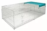 Kerbl Freilaufgehege mit Ausbruchsperre (Maße 230x115x70 cm, Gitterabstand 3 cm, 4 seitliche Türen, mit Sonnenschutz, Gehege mit Gitterabdeckung) 82825