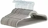 Amazon Basics Kleiderbügel aus Samt für Anzüge, grau, schmal, rutschfest, 50er-Pack