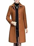 Jenkoon Damen Wolle Trenchcoat Winter Lang Dicker Mantel Walker Mäntel, Caramel, M