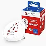 SKROSS World Travel Adapter für Europa, kompakter Adapterstecker, universeller Reiseadapter zur Verwendung mit europäischen Steckdosen, sicherer Adapter für Eurostecker zum Reisen