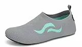 SAGUARO Hausschuhe Damen Herren Leicht Hüttenschuhe Atmungsaktiv Rutschfest Flache Pantoffeln Bequem Weich Flexibel Schlappen Home Cozy Geschlossene Slippers, Dunkelgrau 38/39 EU