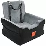 GL GLENSLAVE Hunde-Autositze für kleine bis mittelgroße Hunde, Erhöhter Hunde-Booster-Sitz mit Memory-Schaum, Abnehmbarer & waschbarer Autositz für Haustiere (Schwarz/Grau)