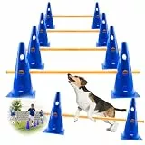 Zazafolora Agility Set Hunde Groß Cavaletti Hunde Steckhürdenset Kinder Hindernisse für Pferde Hundeparcours Kegel Einstellbare Trainingshürden 32cm Höhe - 8 Stangen 80cm Lang für