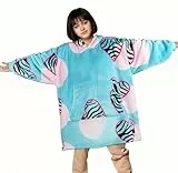 Kato Tirrinia Hoodie Decke mit Ärmeln - Kuschelpullover als Geschenke für Damen Herren, Weiche Kuscheldecke mit Ärmel Erwachsene Warm Geschenke für Frauen Mütter, Zebra Herz