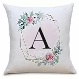 OWLBOOK Blumenkranz Flauschiges Kissen mit Buchstaben A Geschenke Geschenkideen für Wohnzimmer Wohnung Bett Couch zum GeburtstagValentinstag Zierkissen mit Füllung