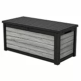 Keter Northwood Auflagenbox/Kissenbox 623 Liter | 100% Wasserdicht mit Belüftung dadurch kein übler Geruch/Schimmel Moderne Holzoptik | Deckel belastbar bis 250 KG | Deckel mit Gasdruckfedern
