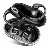 Open Ear Kopfhörer, Bluetooth 5.4 Kopfhörer Kabellos, Tiefer Bass mit 4 ENC Mikrofon, 58 Std, Sportkopfhörer Over-Ear mit Ohrhaken, IPX7 Wasserfest Bluetooth Ohrhörer für Laufen, Fitness, Schwarz