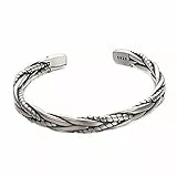 vissen Vintage Silber Armband Offene Damen Armreif Edelstahl Herren Geflochtene Muster Manschette Armschmuck