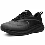 URDAR Laufschuhe für Herren, leicht, lässig, Wanderschuhe, bequem, atmungsaktiv, Tennis-Sneaker, dämpfende Turnschuhe, Schwarz Grau, 44.5 EU