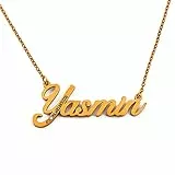 Kigu Namenskette Yasmin – Goldton – Personalisierte Halskette – Schmuck für Damen – personalisierter Schmuck für Mädchen – Custom Anhänger Yasmin