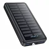 Power Bank USB C 26800mAh, Solar Powerbank PD 3.0A Schnellladung Externer Akku Wasserdichtes Solarladegeräte mit LED Taschenlampe Handy Akkupack für Camping Outdoor Kompatibel mit iPhone/Samsung etc