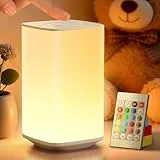 Auxmir Nachttischlampe Nachtlicht Touch Dimmbar, 4000mAh Aufladbar Stilllicht Baby mit 256 RGB Farben 4 Modi, LED Tischlampe Kabellos mit Fernbedienung & Timing Funktion, Lampe für Deko Schlafzimmer