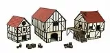 War World Gaming Medieval Town Cottage, Bürgerhaus und Scheune Set mit Harz-Zubehör (Vorbemalt/Unbemalt) - 28mm Fantasie Tabletop Gelände Modell Modellbau