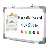 SwanSea Office Pinnwand Whiteboard Home Dry Erase Magnettafel mit Stift-Tablett und 6 Magnete 40x30cm