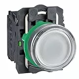 Schneider Electric Harmony XB5 Leuchtdrucktaster, 22mm, universelle LED, glatte Kalotte, 1S + 1Ö, 24V ACDC, Kunststoff, weiss, Artikelnummer XB5AW31B5
