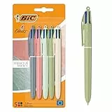 BIC 4 Colours Mineral Kugelschreiber mit mittlerer Spitze (1,00 mm) – verschiedene Schaftfarben, Pack à 5