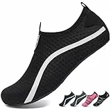WateLves Badeschuhe Wasserschuhe Schwimmschuhe Damen Herren BarfußSchuhe Pool Sandstrand Tauchen Surfen BelüFtung Schnelltrocknend Unisex（Schwarz 38/39）
