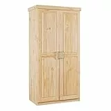 Inter Link - Kleiderschrank - Drehtürenschrank - Wäscheschrank - Garderobenschrank - Schlafzimmerschrank - 2 Türen - Kiefer massiv - Leon - Natur lackiert